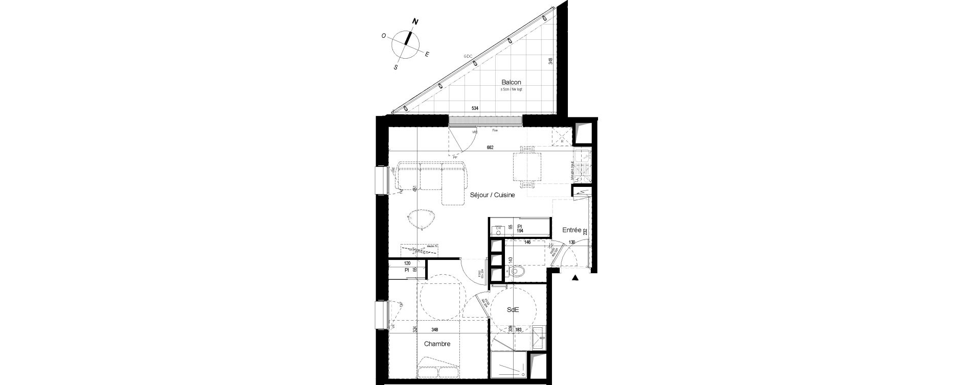 Appartement T2 de 46,11 m2 aux Ponts-De-C&eacute; Grandes maisons