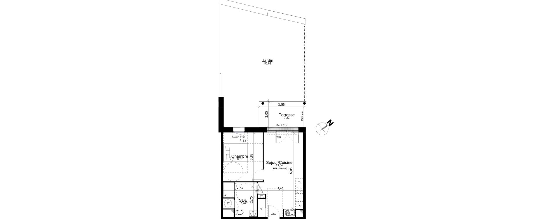 Appartement T2 de 41,06 m2 aux Ponts-De-C&eacute; La chesnaie