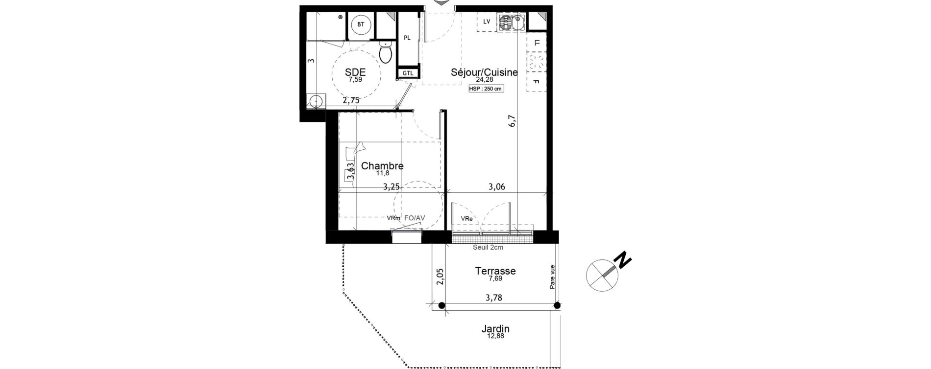 Appartement T2 de 43,66 m2 aux Ponts-De-C&eacute; La chesnaie