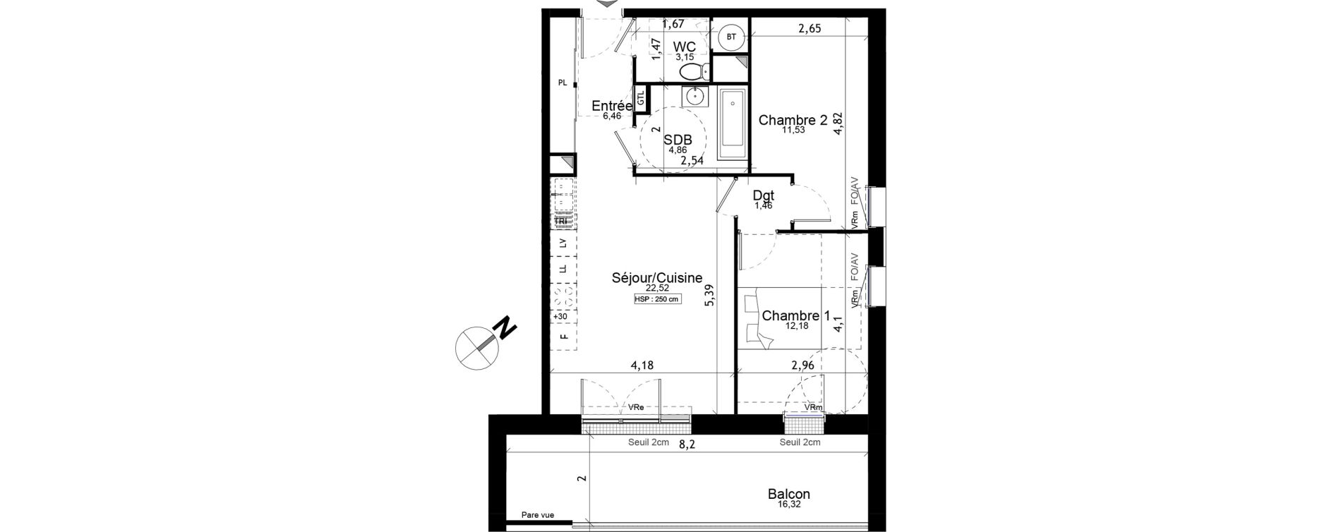 Appartement T3 de 62,16 m2 aux Ponts-De-C&eacute; La chesnaie