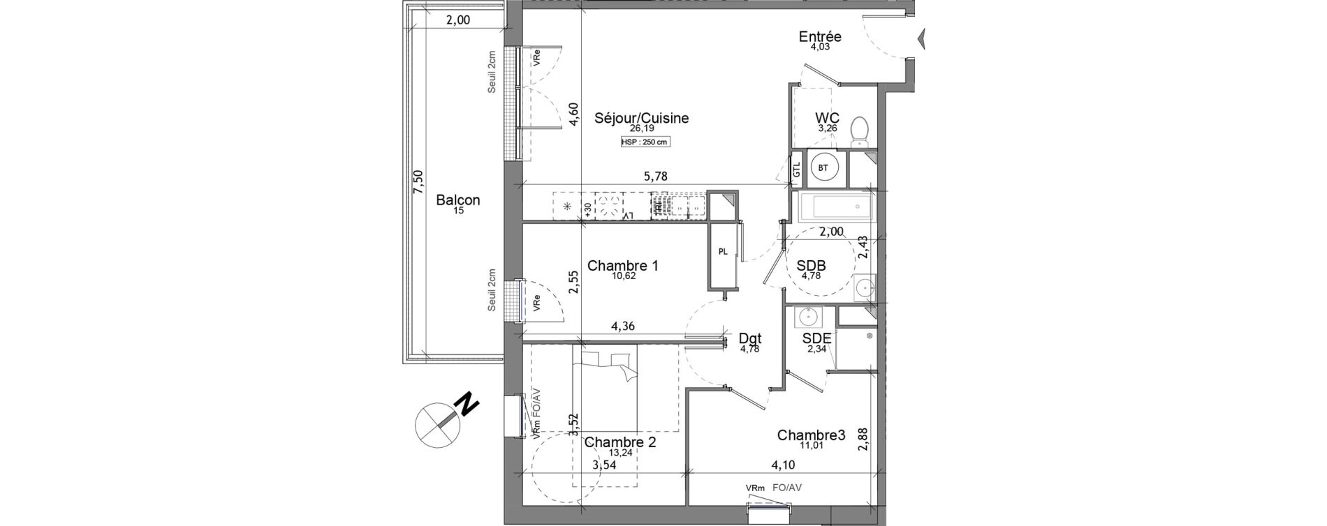 Appartement T4 de 80,25 m2 aux Ponts-De-C&eacute; La chesnaie