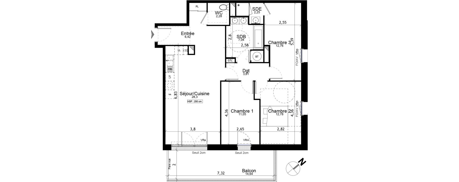 Appartement T4 de 86,48 m2 aux Ponts-De-C&eacute; La chesnaie