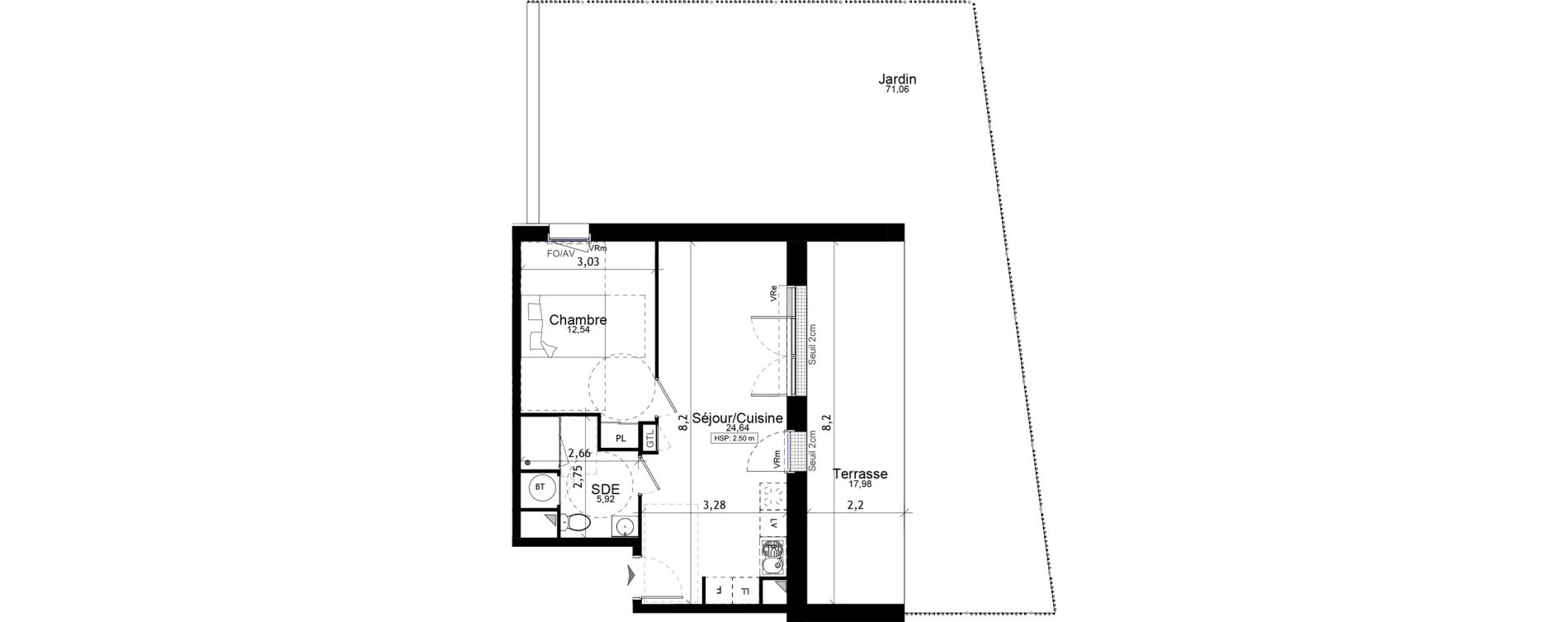 Appartement T2 de 43,10 m2 aux Ponts-De-C&eacute; La chesnaie