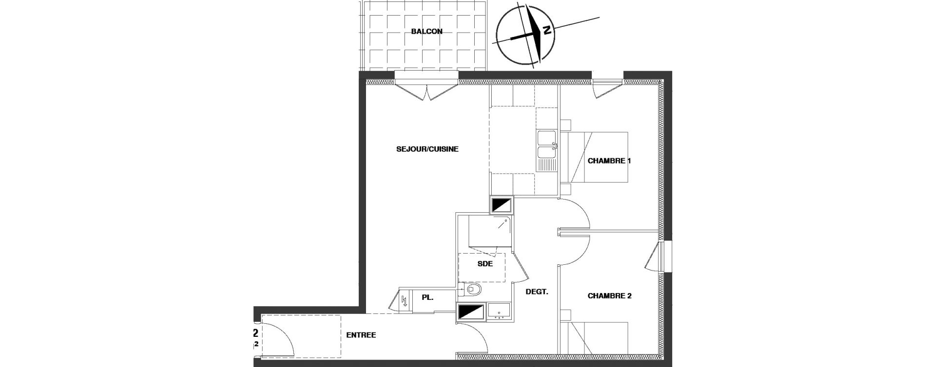 Appartement T3 de 63,44 m2 aux Ponts-De-C&eacute; Centre
