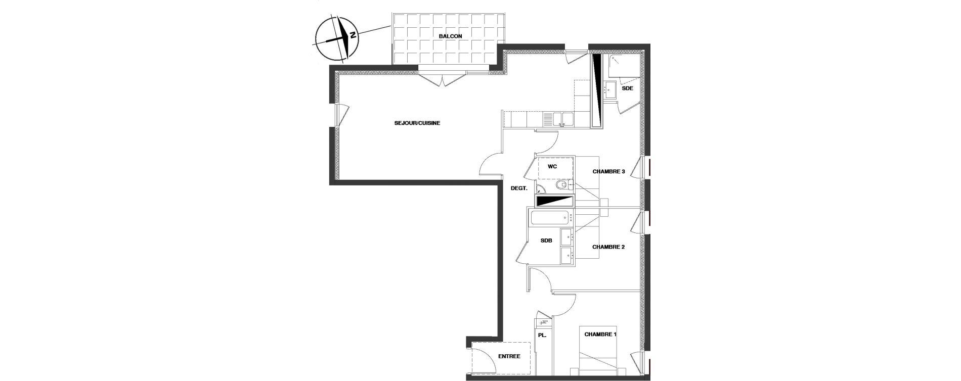 Appartement T4 de 85,47 m2 aux Ponts-De-C&eacute; Centre