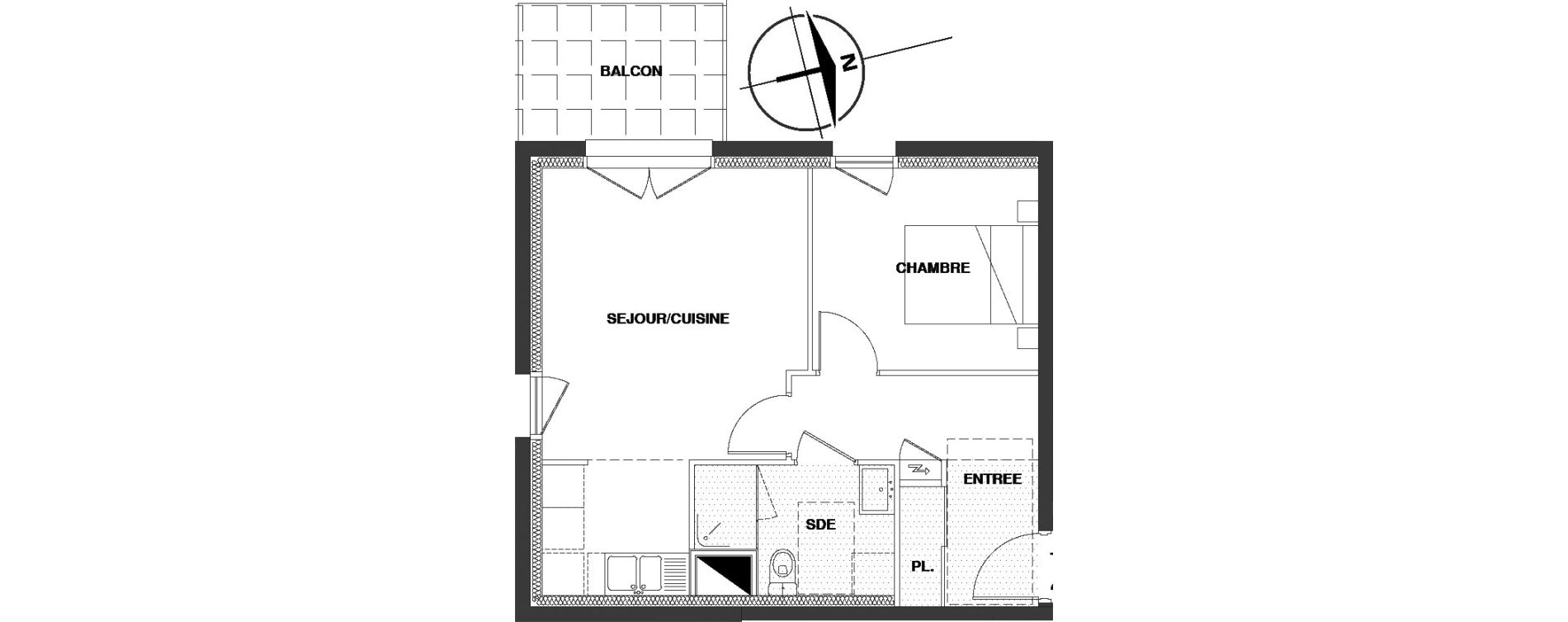 Appartement T2 de 41,06 m2 aux Ponts-De-C&eacute; Centre