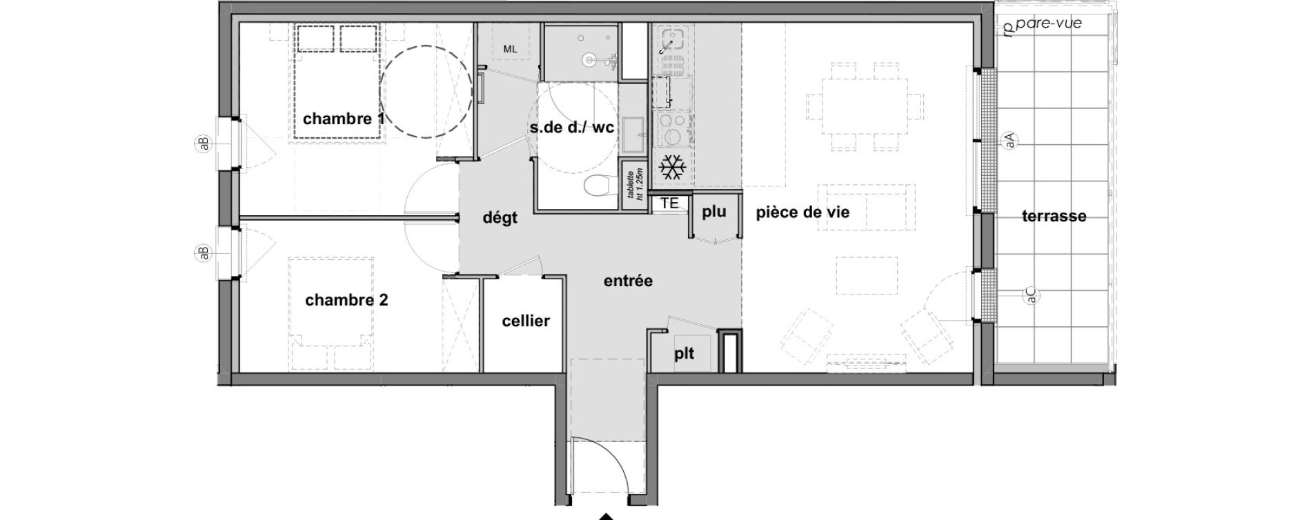 Appartement T3 de 69,31 m2 &agrave; Montreuil-Juign&eacute; Les ch&ecirc;nes de l'esplanade - bel-air