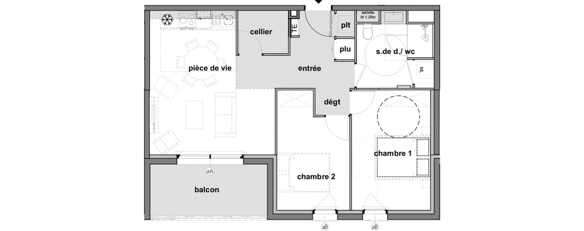 Appartement T3 de 60,97 m2 &agrave; Montreuil-Juign&eacute; Les ch&ecirc;nes de l'esplanade - bel-air