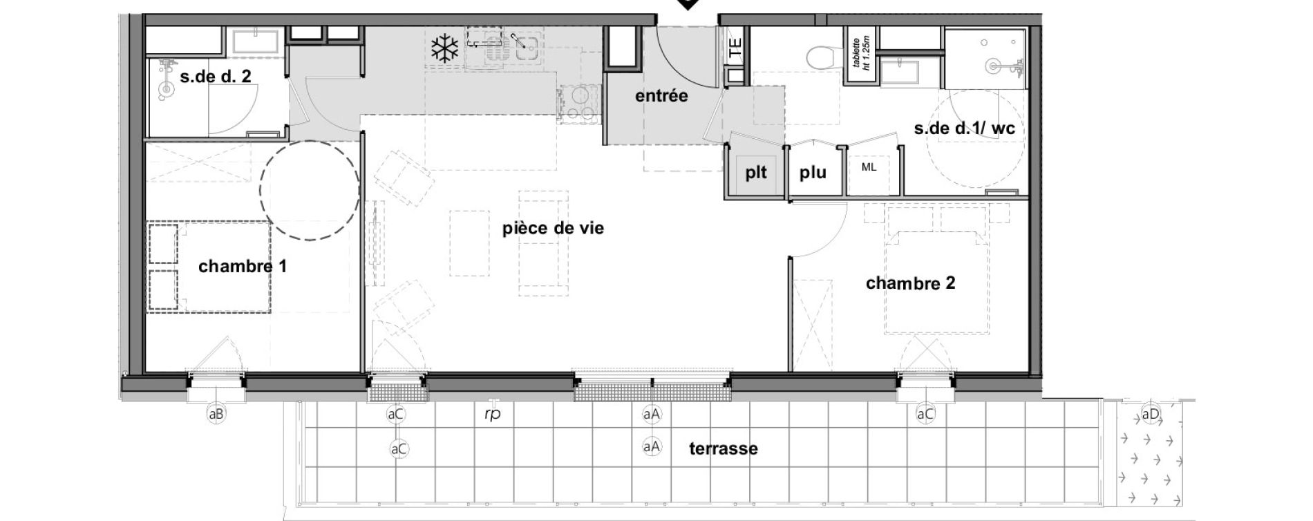 Appartement T3 de 67,23 m2 &agrave; Montreuil-Juign&eacute; Les ch&ecirc;nes de l'esplanade - bel-air