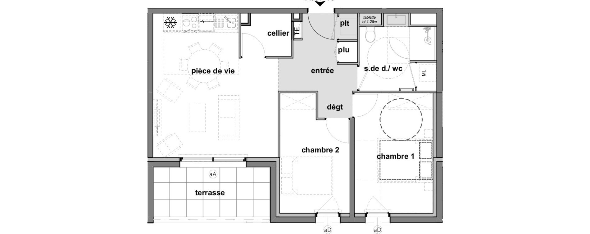 Appartement T3 de 60,70 m2 &agrave; Montreuil-Juign&eacute; Les ch&ecirc;nes de l'esplanade - bel-air