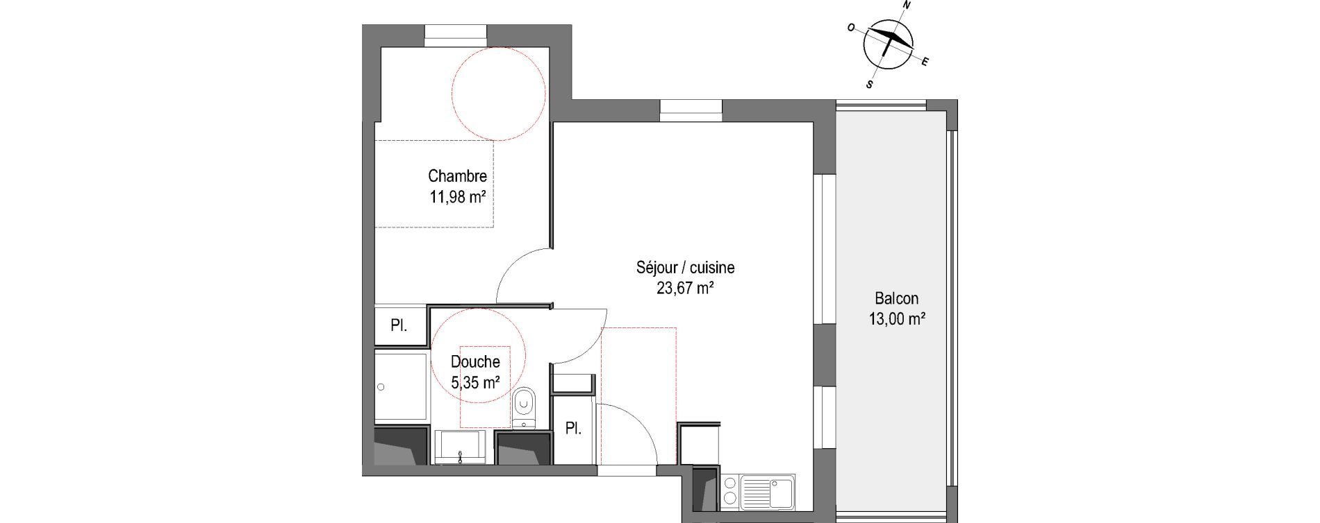 Appartement T2 de 41,00 m2 &agrave; Montreuil-Juign&eacute; La rong&egrave;re