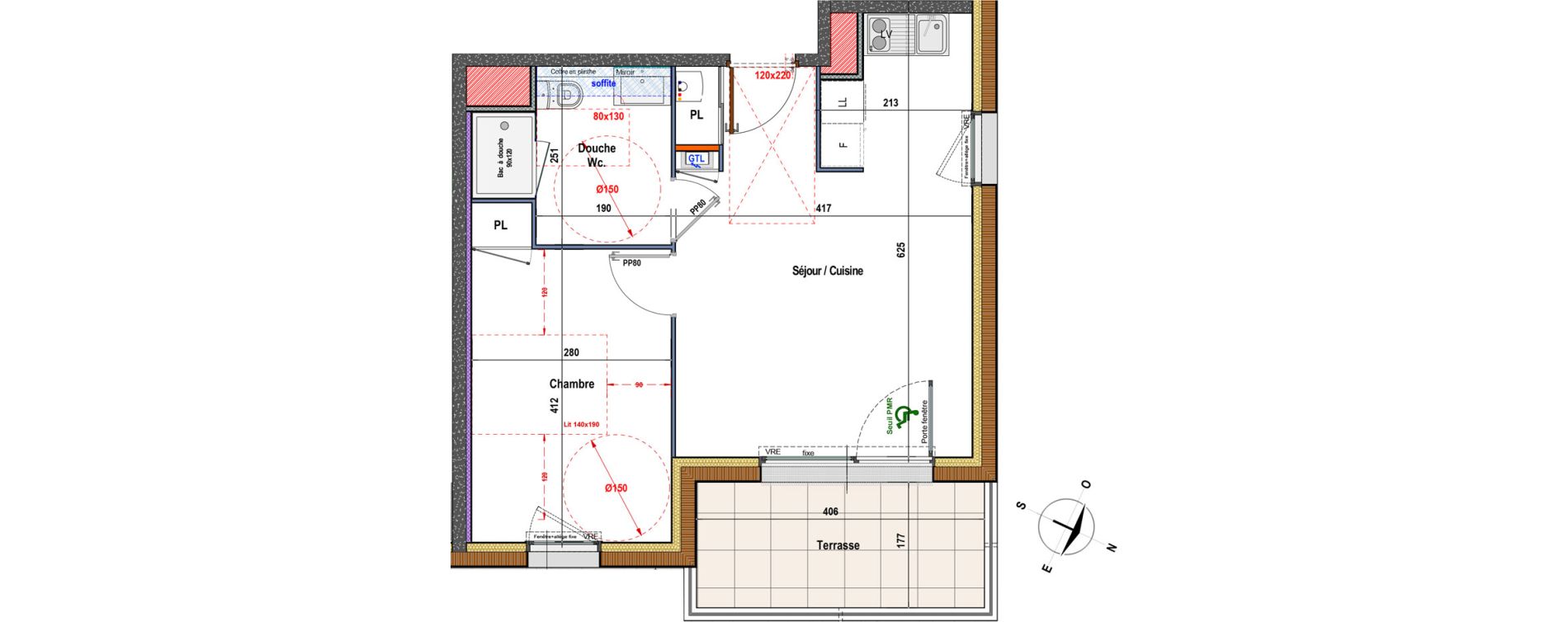 Appartement T2 de 41,44 m2 &agrave; Montreuil-Juign&eacute; La rong&egrave;re