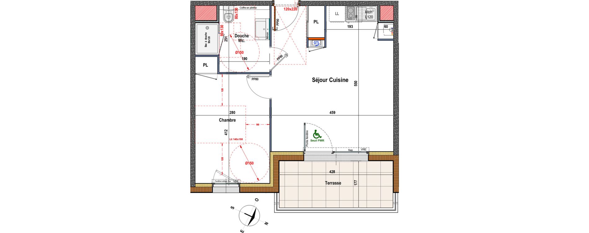 Appartement T2 de 42,39 m2 &agrave; Montreuil-Juign&eacute; La rong&egrave;re