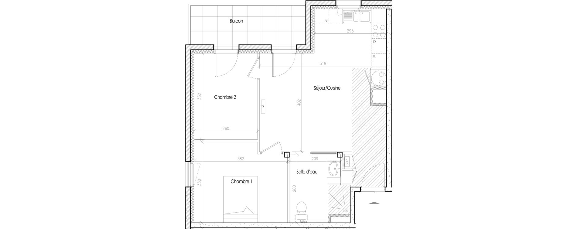 Appartement T3 de 54,91 m2 &agrave; Tr&eacute;laz&eacute; Goduci&egrave;re - mara&icirc;ch&egrave;re