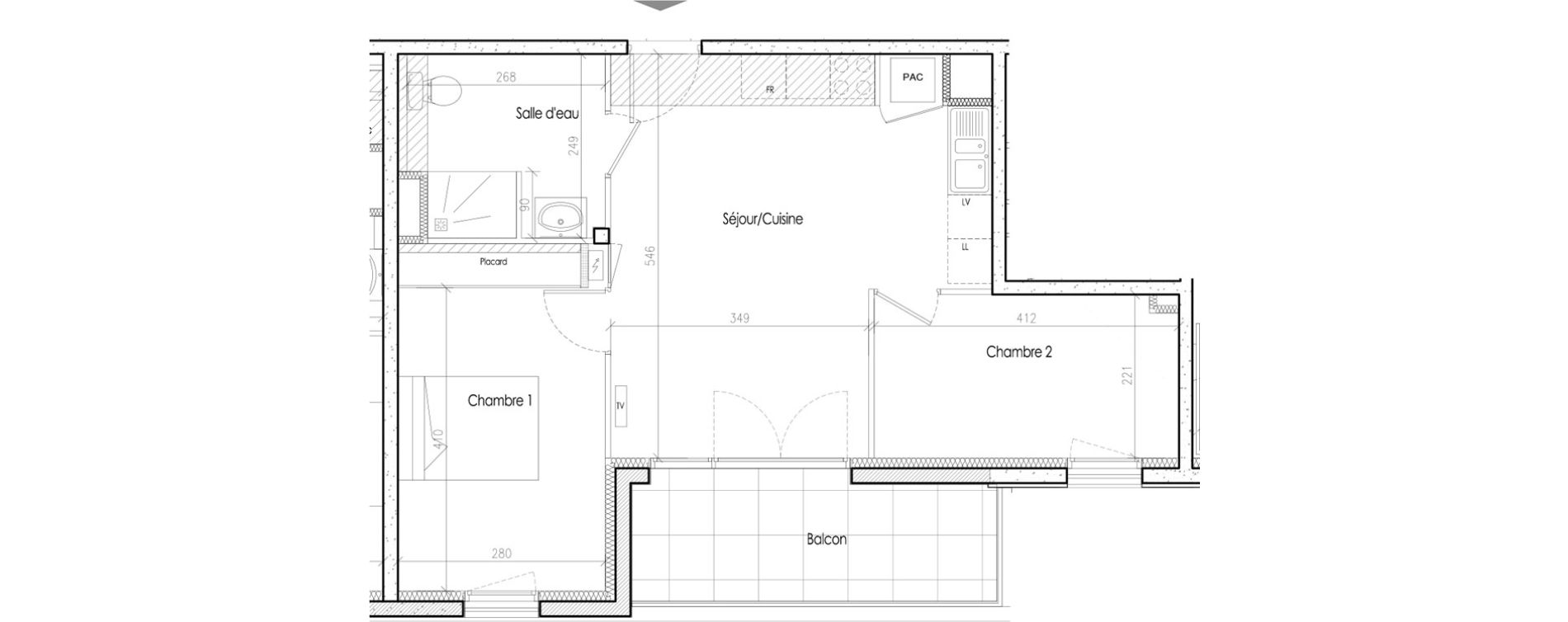 Appartement T3 de 51,84 m2 &agrave; Tr&eacute;laz&eacute; Goduci&egrave;re - mara&icirc;ch&egrave;re
