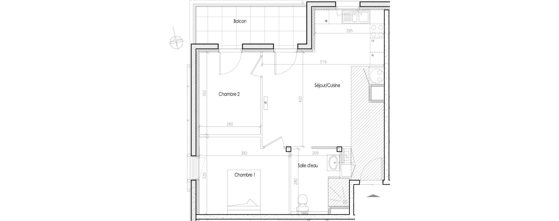 Appartement T3 de 54,91 m2 &agrave; Tr&eacute;laz&eacute; Goduci&egrave;re - mara&icirc;ch&egrave;re