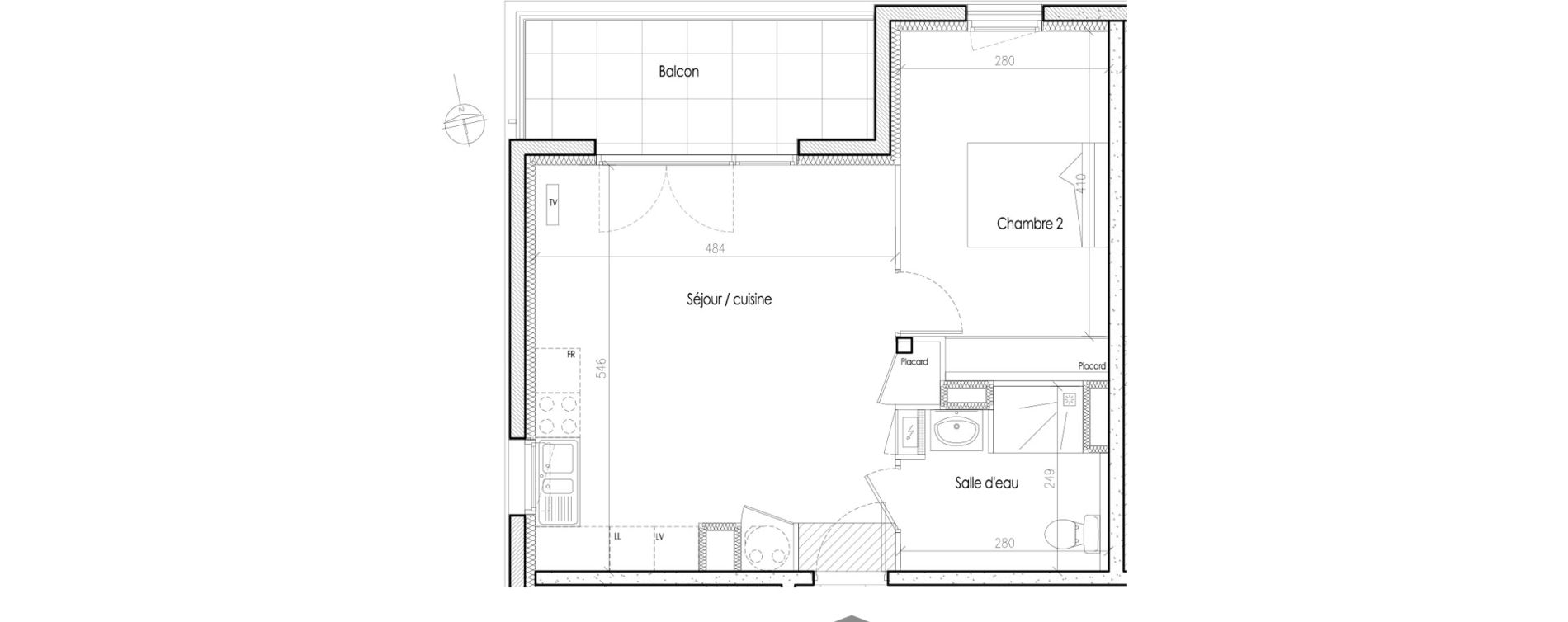 Appartement T2 de 45,09 m2 &agrave; Tr&eacute;laz&eacute; Goduci&egrave;re - mara&icirc;ch&egrave;re