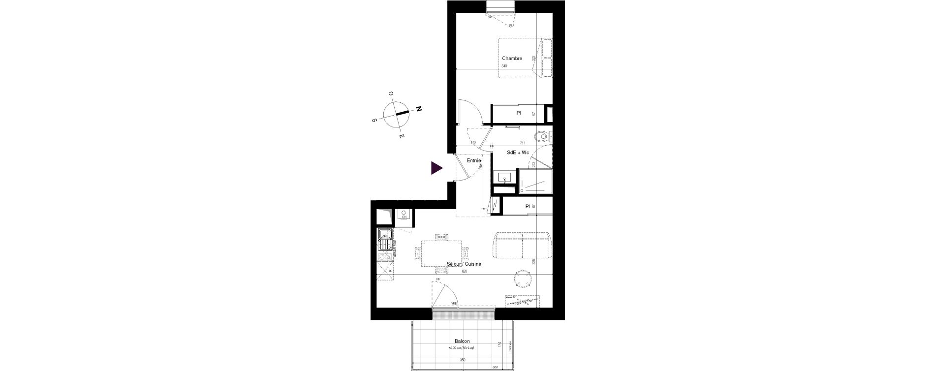 Appartement T2 de 43,10 m2 &agrave; Tr&eacute;laz&eacute; Centre