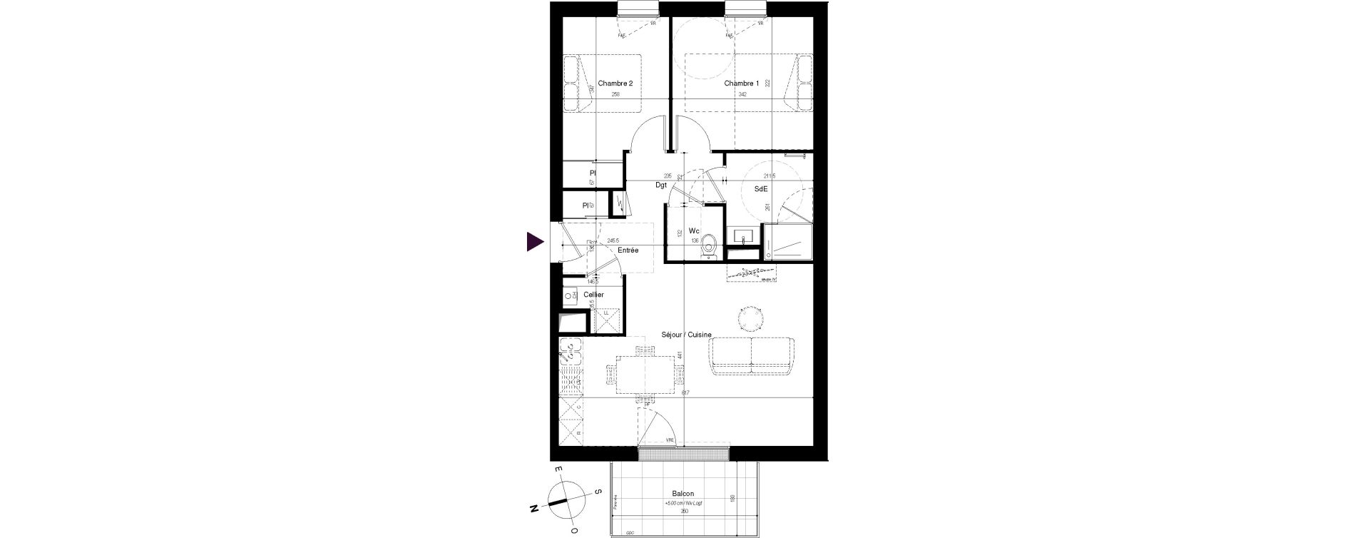 Appartement T3 de 60,56 m2 &agrave; Tr&eacute;laz&eacute; Centre