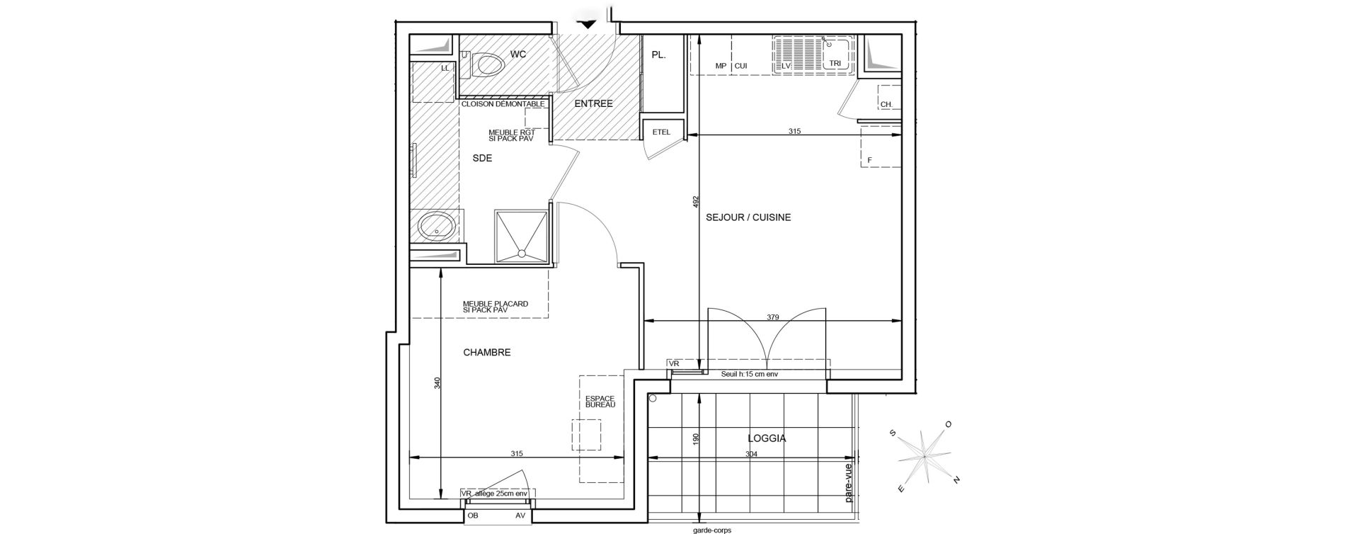 Appartement T2 de 39,76 m2 &agrave; Tr&eacute;laz&eacute; La quantini&egrave;re