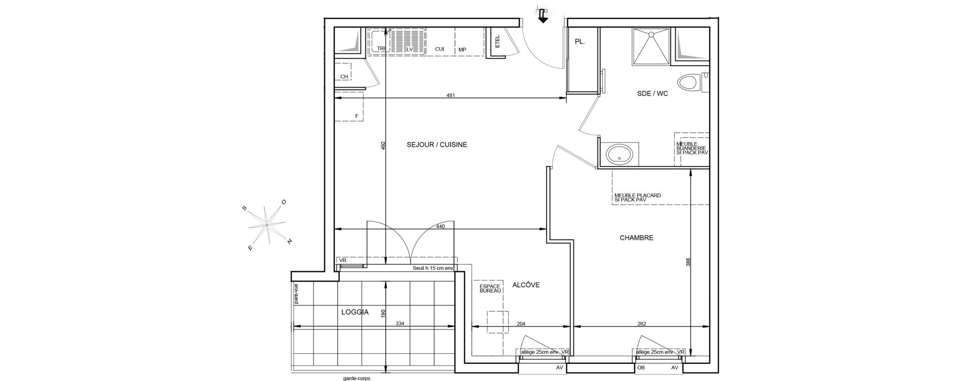 Appartement T2 de 45,81 m2 &agrave; Tr&eacute;laz&eacute; La quantini&egrave;re