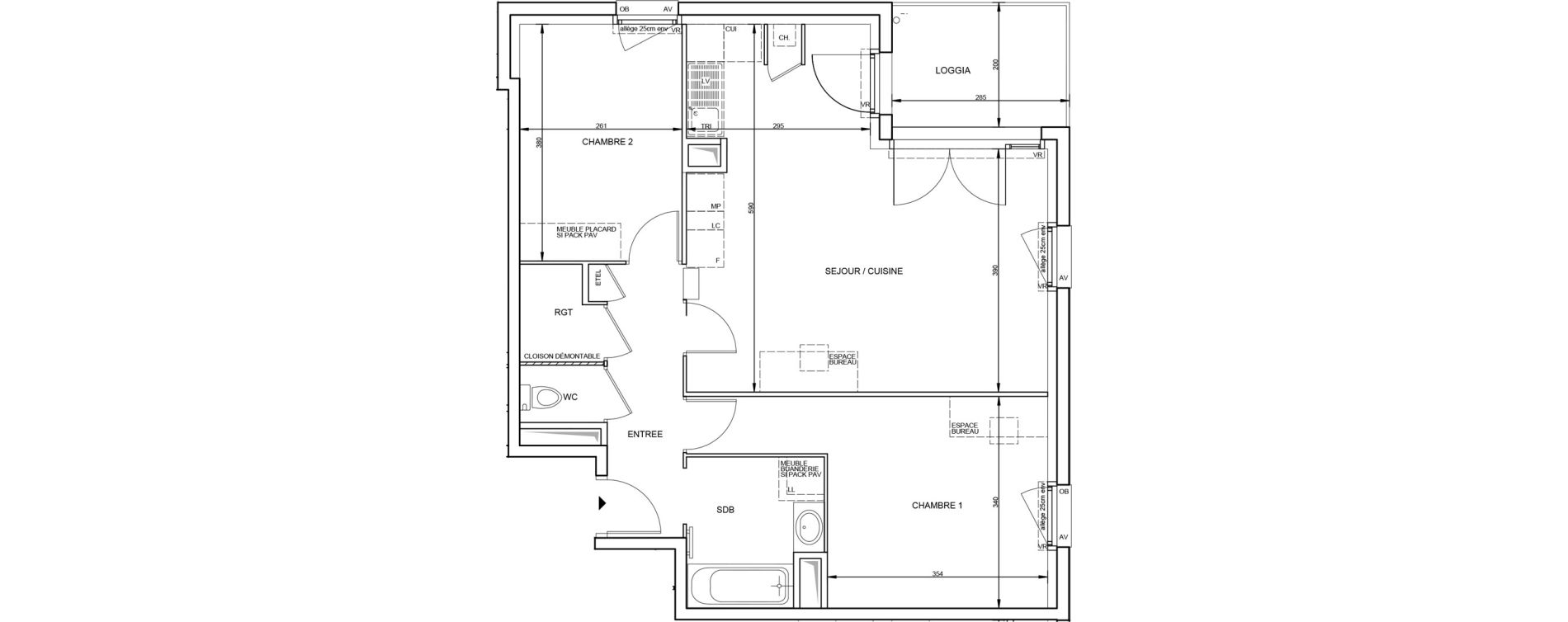 Appartement T3 de 65,75 m2 &agrave; Tr&eacute;laz&eacute; La quantini&egrave;re