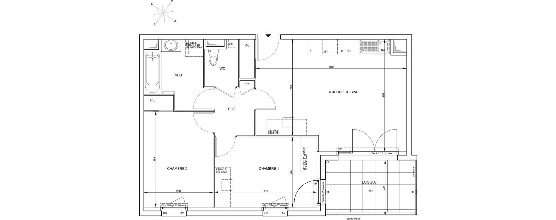 Appartement T3 de 61,91 m2 &agrave; Tr&eacute;laz&eacute; La quantini&egrave;re