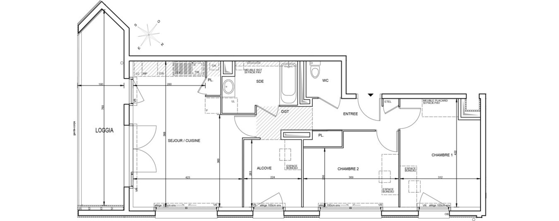 Appartement T3 de 65,15 m2 &agrave; Tr&eacute;laz&eacute; La quantini&egrave;re