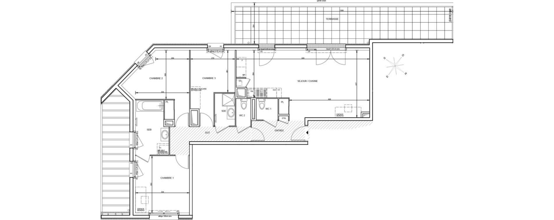 Appartement T4 de 86,82 m2 &agrave; Tr&eacute;laz&eacute; La quantini&egrave;re
