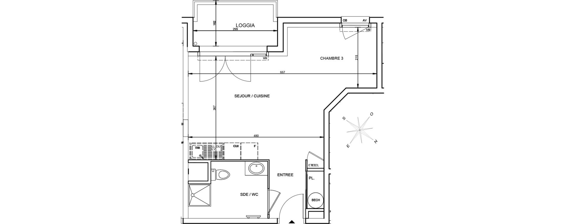 Appartement T1 de 31,93 m2 &agrave; Tr&eacute;laz&eacute; La quantini&egrave;re