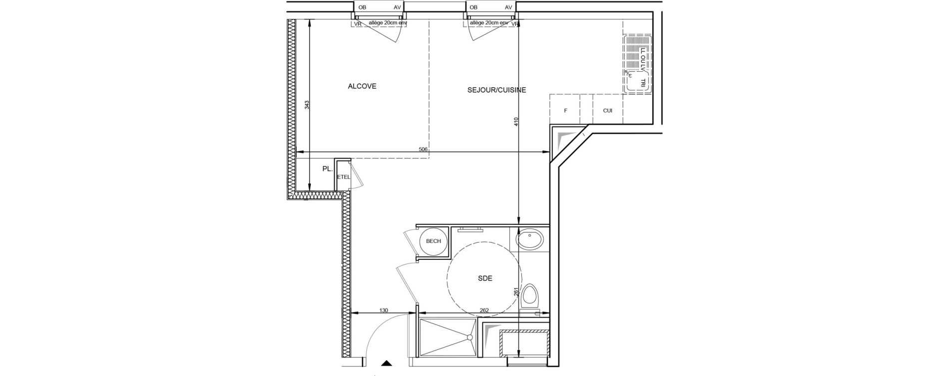 Appartement T1 de 33,18 m2 &agrave; Tr&eacute;laz&eacute; La quantini&egrave;re