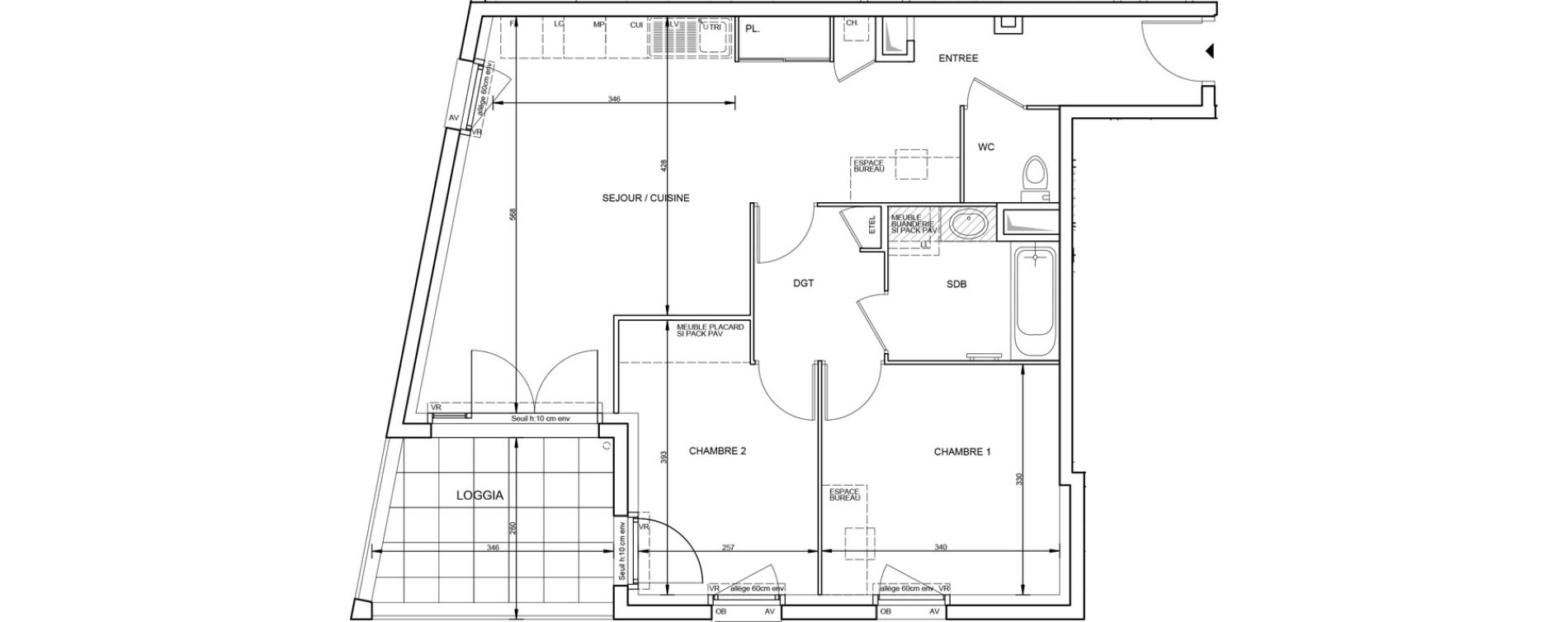 Appartement T3 de 65,14 m2 &agrave; Tr&eacute;laz&eacute; La quantini&egrave;re