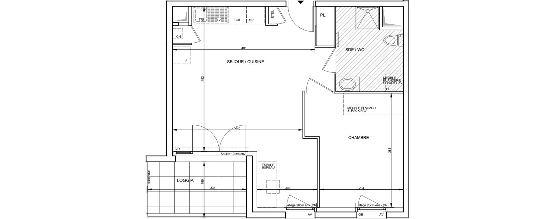 Appartement T2 de 45,86 m2 &agrave; Tr&eacute;laz&eacute; La quantini&egrave;re