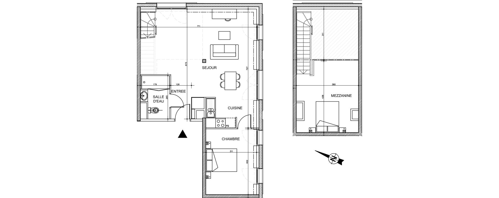 Duplex T3 de 70,86 m2 &agrave; Tr&eacute;laz&eacute; La quantini&egrave;re