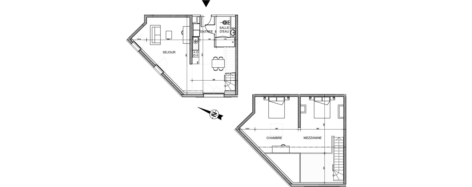 Duplex T3 de 77,13 m2 &agrave; Tr&eacute;laz&eacute; La quantini&egrave;re