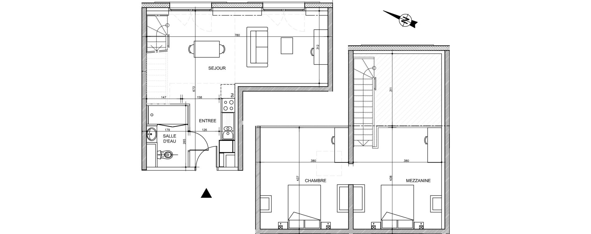 Duplex T3 de 64,16 m2 &agrave; Tr&eacute;laz&eacute; La quantini&egrave;re