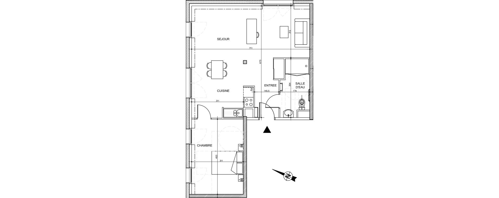 Appartement T2 de 58,30 m2 &agrave; Tr&eacute;laz&eacute; La quantini&egrave;re
