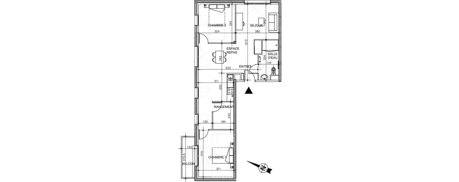 Appartement T3 de 72,13 m2 &agrave; Tr&eacute;laz&eacute; La quantini&egrave;re