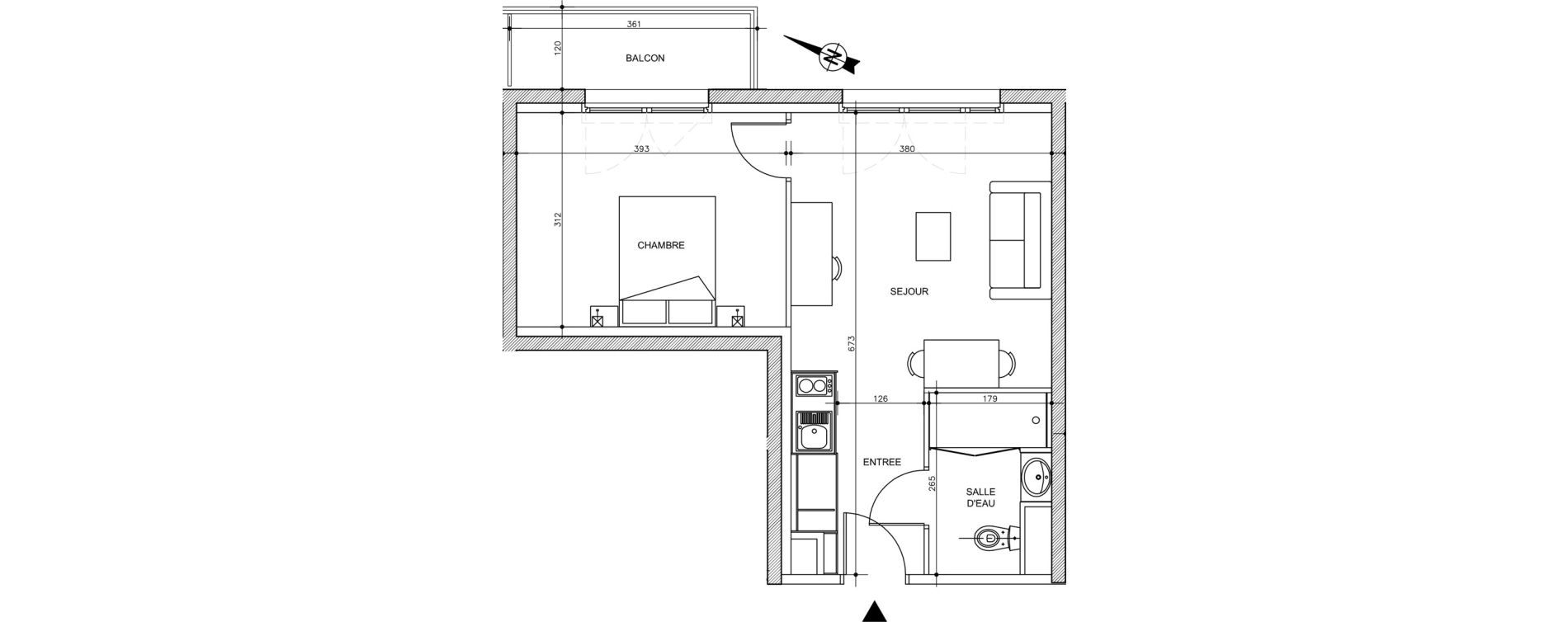 Appartement T2 de 36,42 m2 &agrave; Tr&eacute;laz&eacute; La quantini&egrave;re
