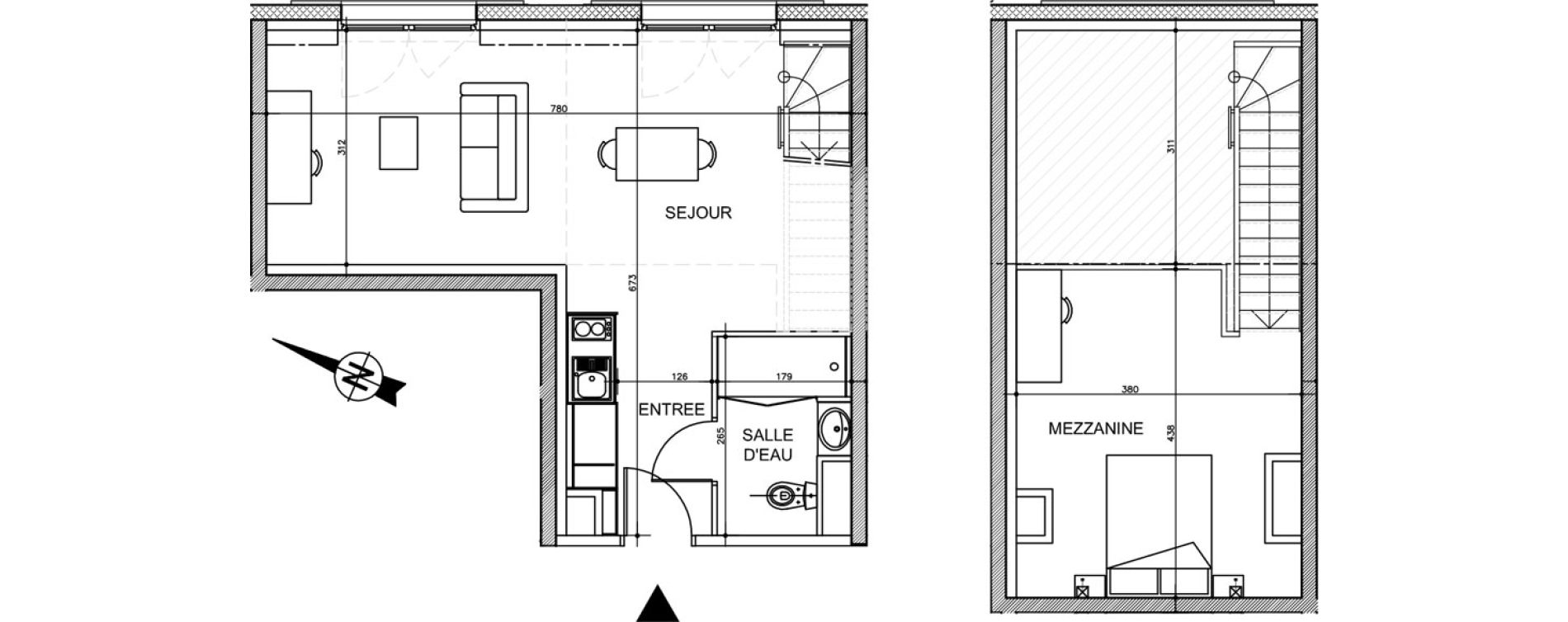 Duplex T2 de 48,36 m2 &agrave; Tr&eacute;laz&eacute; La quantini&egrave;re