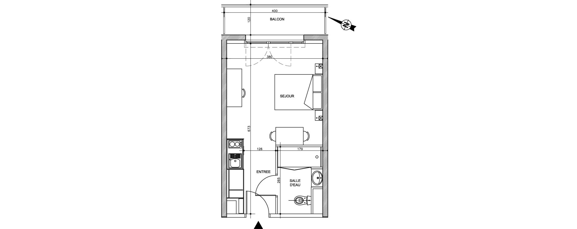 Appartement T1 de 24,16 m2 &agrave; Tr&eacute;laz&eacute; La quantini&egrave;re