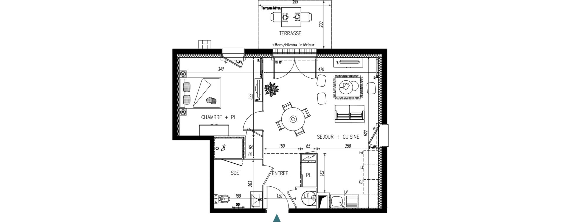 Appartement T2 de 45,28 m2 &agrave; Bonchamp-L&egrave;s-Laval Centre