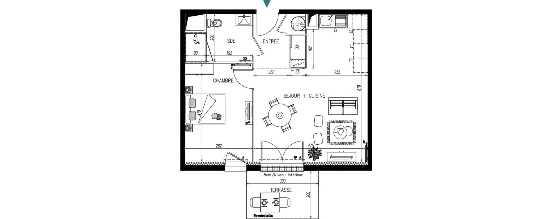 Appartement T2 de 45,11 m2 &agrave; Bonchamp-L&egrave;s-Laval Centre