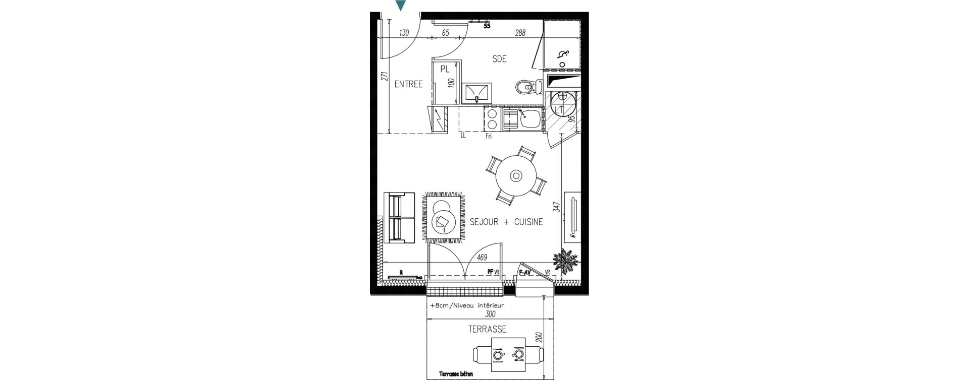 Appartement T1 bis de 28,59 m2 &agrave; Bonchamp-L&egrave;s-Laval Centre