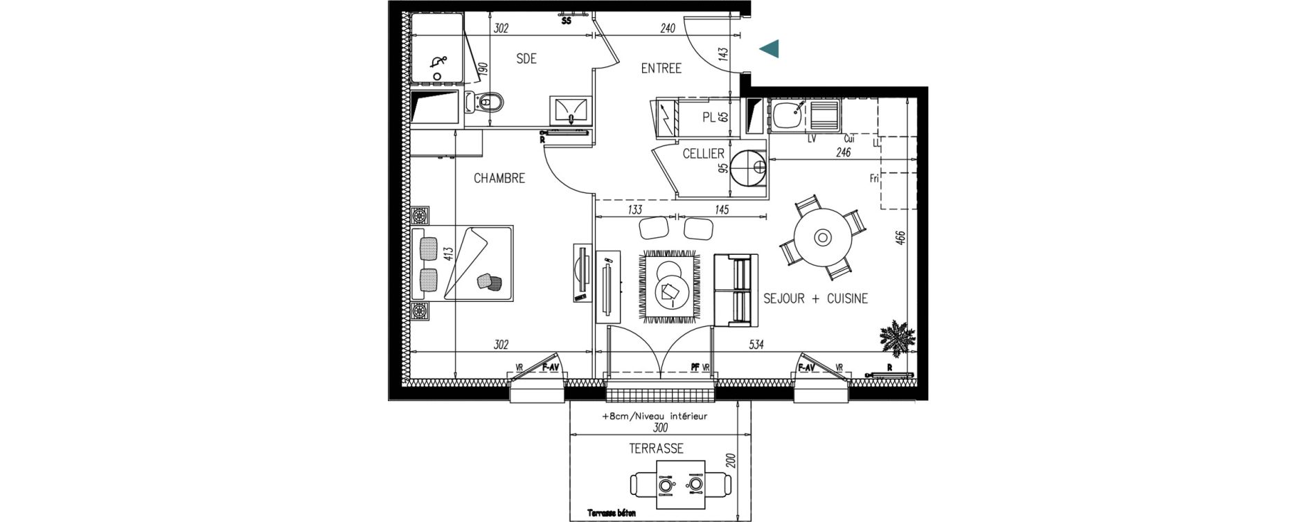 Appartement T2 de 45,11 m2 &agrave; Bonchamp-L&egrave;s-Laval Centre