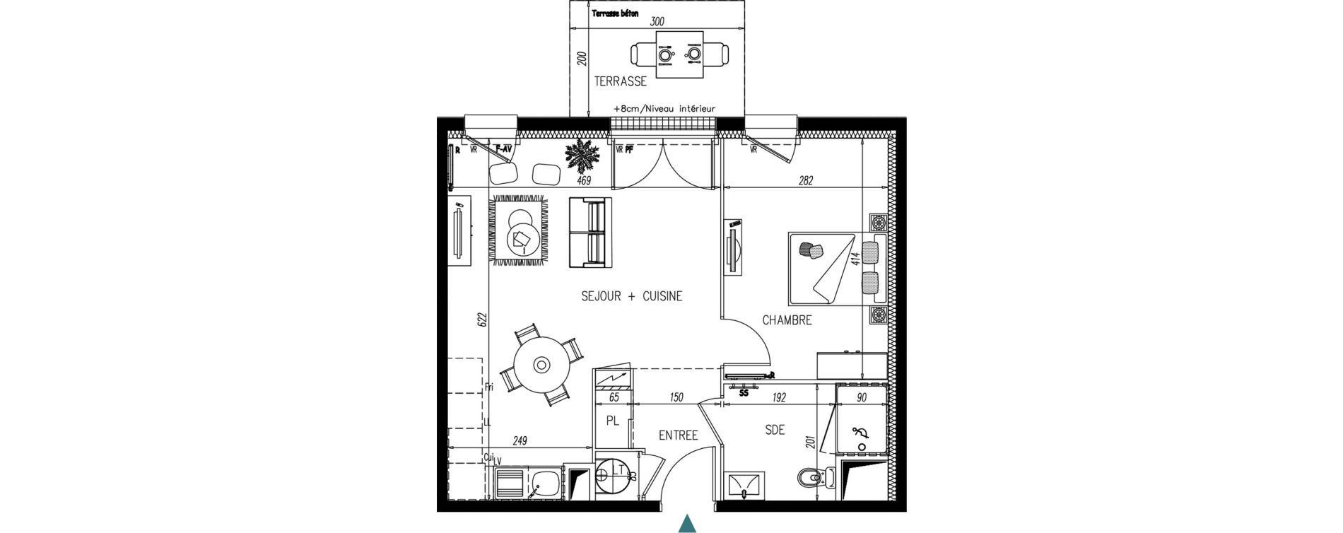 Appartement T2 de 45,03 m2 &agrave; Bonchamp-L&egrave;s-Laval Centre