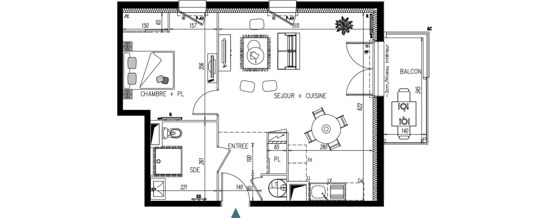 Appartement T2 de 46,81 m2 &agrave; Bonchamp-L&egrave;s-Laval Centre