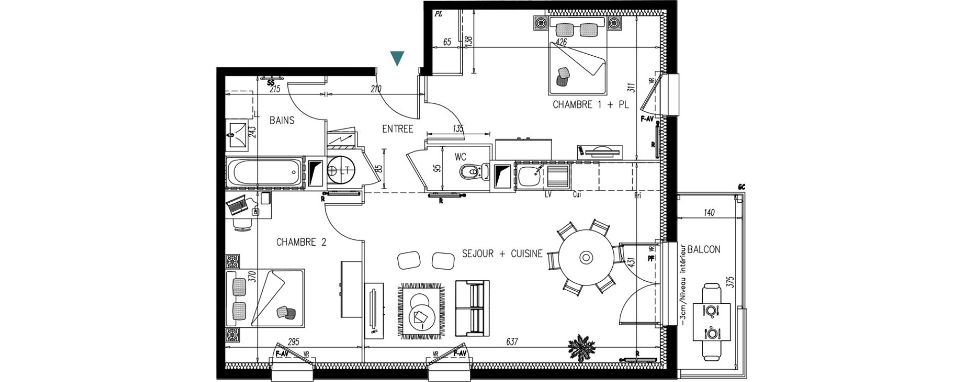 Appartement T3 de 62,67 m2 &agrave; Bonchamp-L&egrave;s-Laval Centre