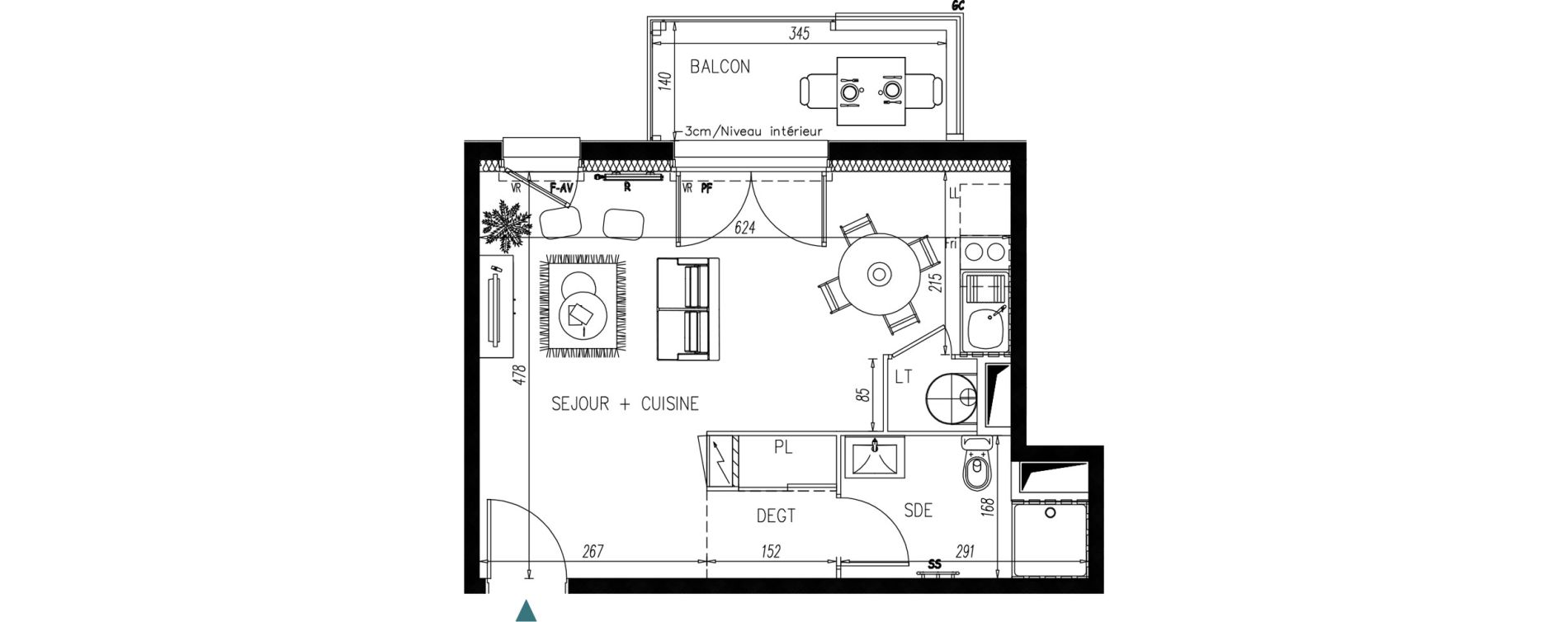 Appartement T1 bis de 29,70 m2 &agrave; Bonchamp-L&egrave;s-Laval Centre