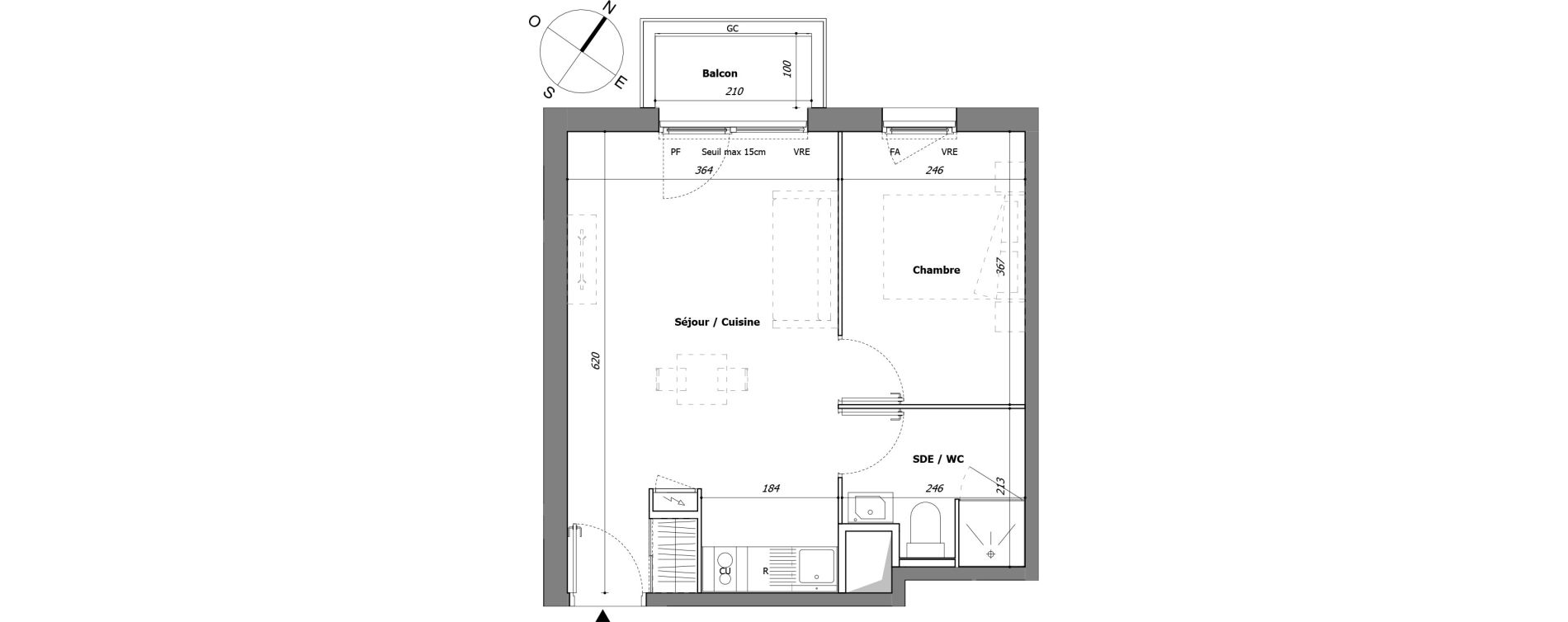Appartement T2 de 35,90 m2 &agrave; Laval Pillerie - bootz